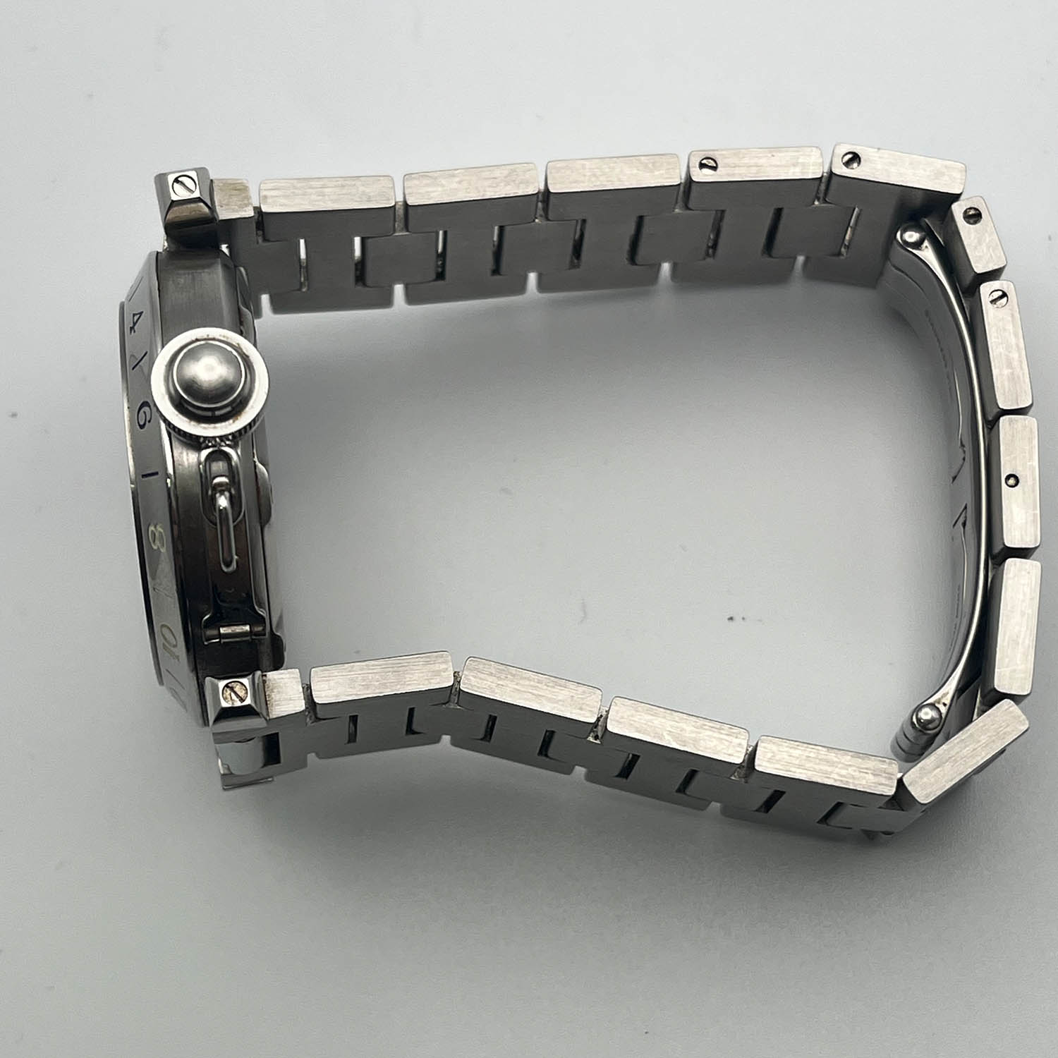 Cartier Pasha De Cartier C Meridian GMT 35MM Silver Dial Steel Bracelet (W31029M7)