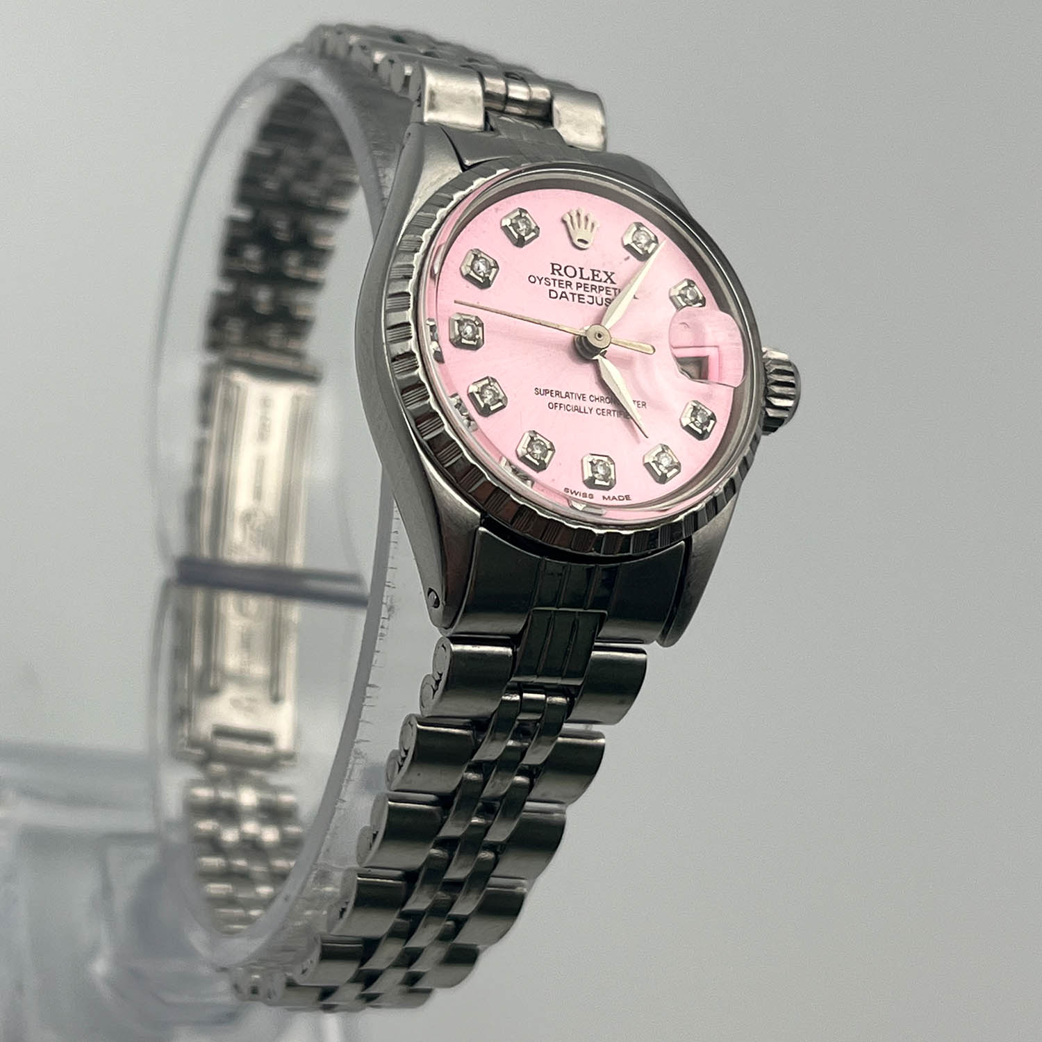 Rolex Lady-Datejust 26MM Aftermarket Ice Pink Dial Yellow Gold Jubilee Bracelet (6517)